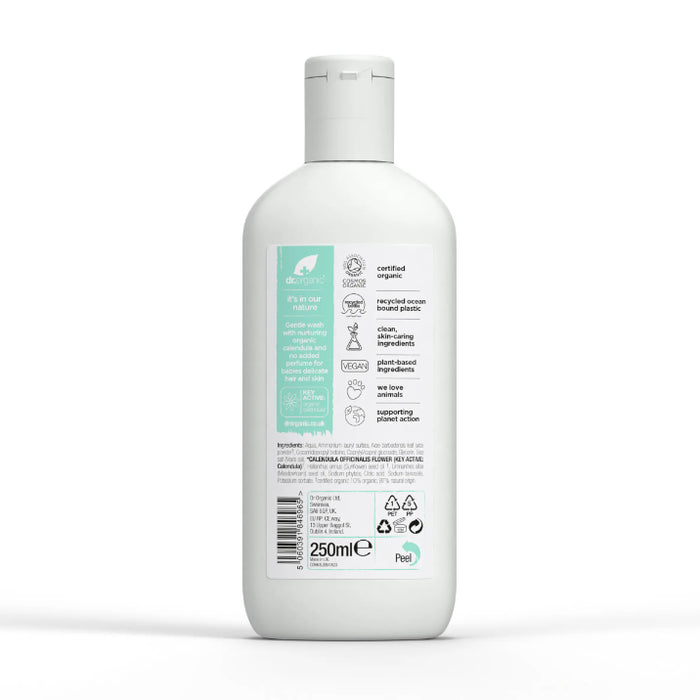 DR. ORGANIC BABY – Gel de duș cu gălbenele pentru copii, delicat și fără parfum, 250 ml