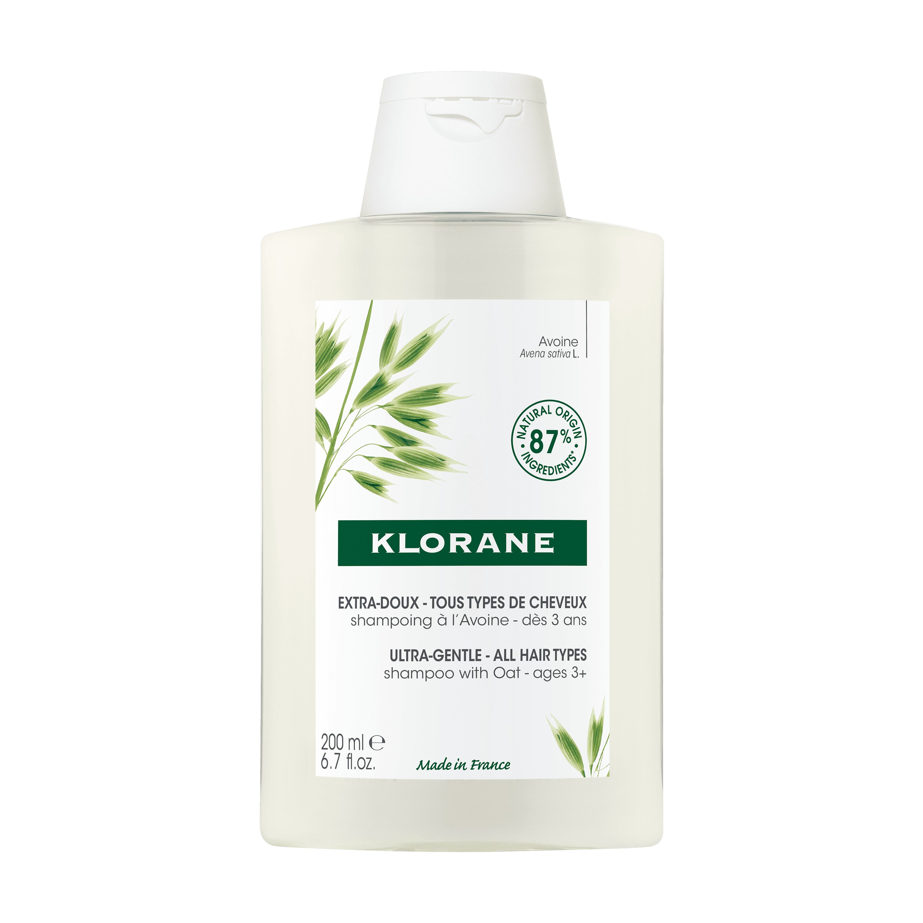 KLORANE – Șampon Ultra-Delicat cu Lapte de Ovăz pentru Toate Tipurile de Păr, 200 ml