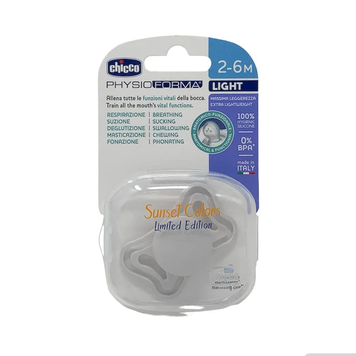 CHICCO PHYSIOFORMA – Suzeta Light Sunset, 2-6 luni, Tetină din Silicon