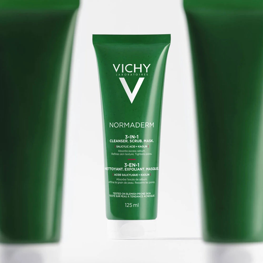 Vichy Normaderm 3 în 1 Exfoliant + Cremă de curățare + Mască  – 125 ml