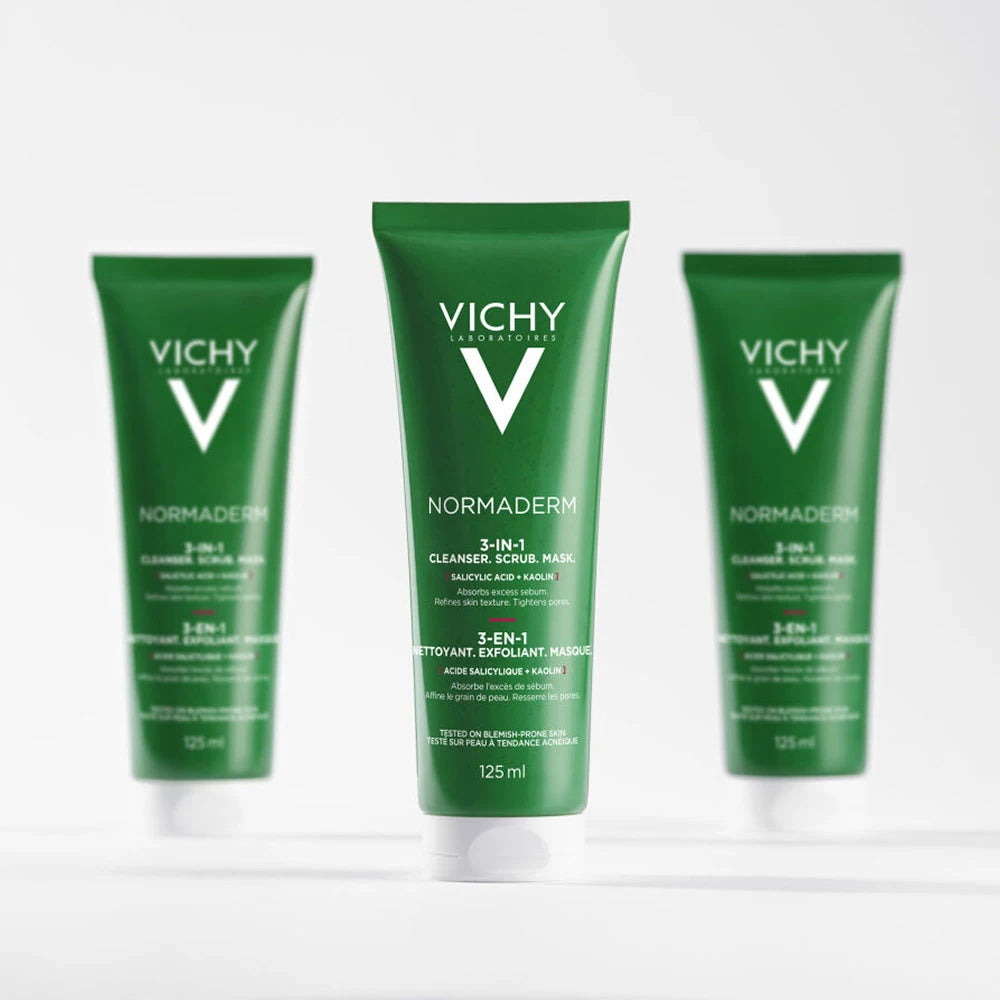 Vichy Normaderm 3 în 1 Exfoliant + Cremă de curățare + Mască  – 125 ml