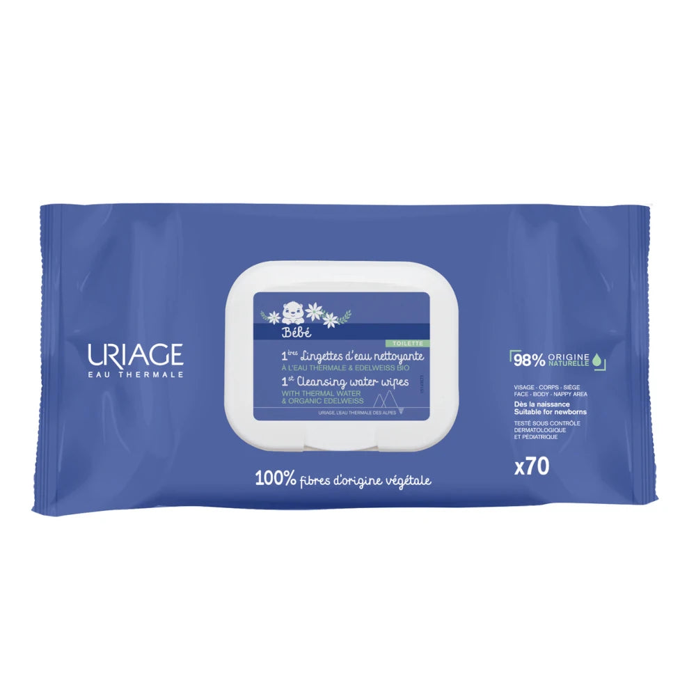 Uriage Bébé – Șervețele umede delicate 1ère Eau Nettoyante, 70 bucăți