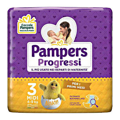 PAMPERS Progressi – scutece, midi, 27 bucăți