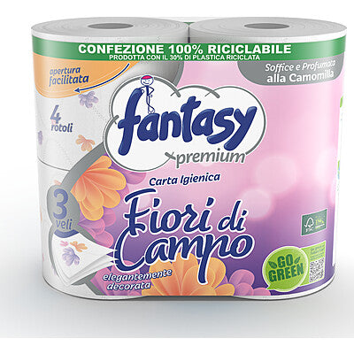 FANTASY Wild Flowers hârtie igienică, 3 straturi, 4 role
