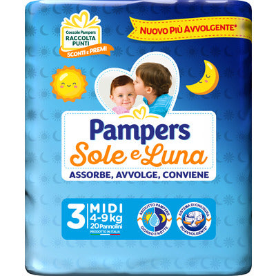 PAMPERS Sole e Luna – scutece, midi, 20 bucăți