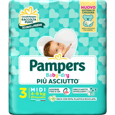 PAMPERS Baby-Dry – scutece, midi, 20 bucăți