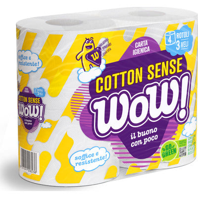 WOW Hârtie igienică Cotton Sense, 3 straturi, 4 role