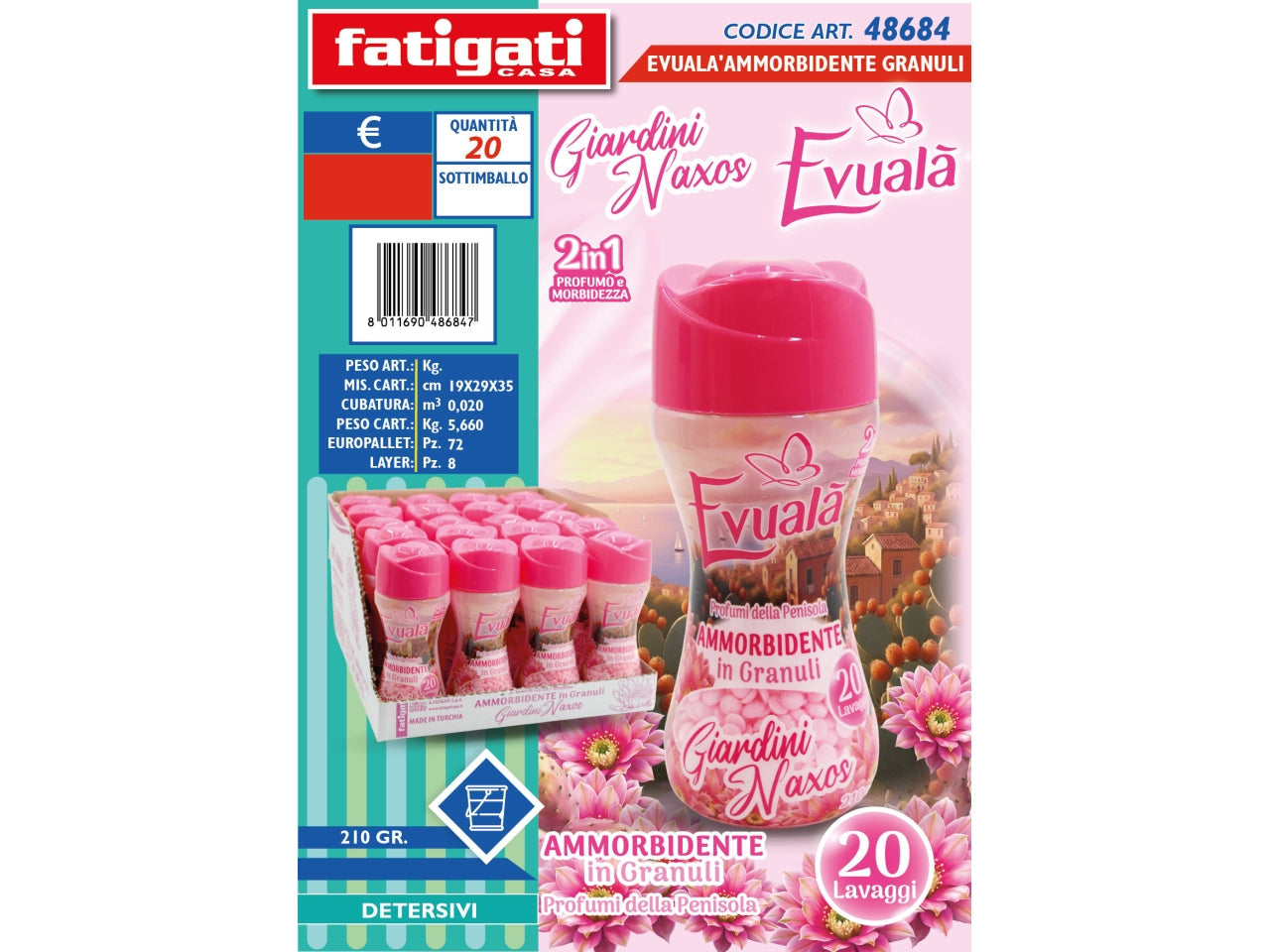 EVUALÀ Perle parfumate pentru rufe Giardini Naxos, 210 g
