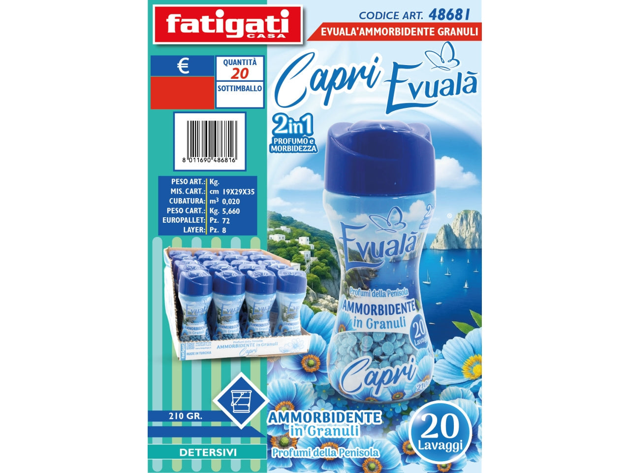 EVUALÀ Perle parfumate pentru rufe Capri, 210 g