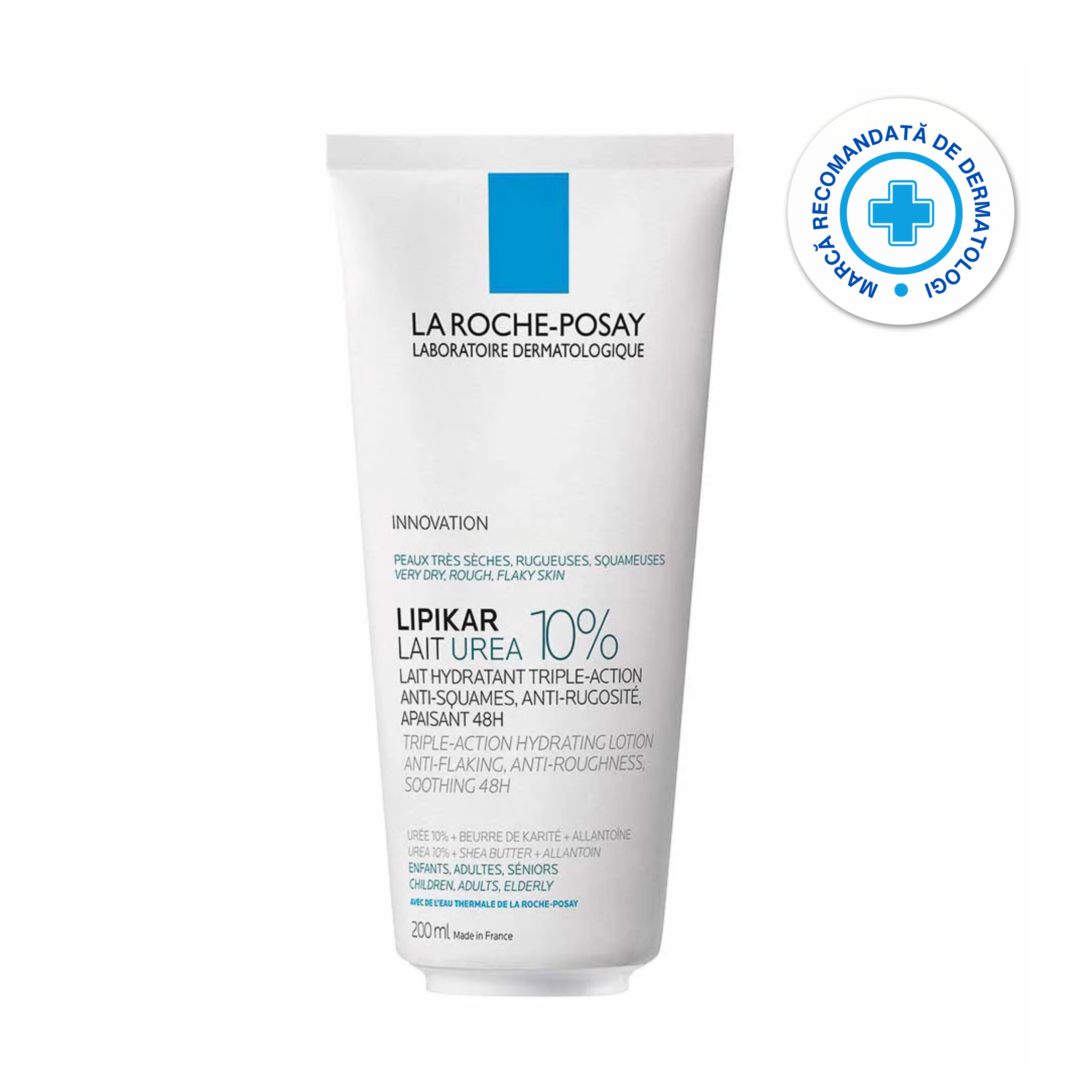 La Roche-Posay Lipikar cu Urea 10% – Loțiune hidratantă pentru piele aspră, 200 ml