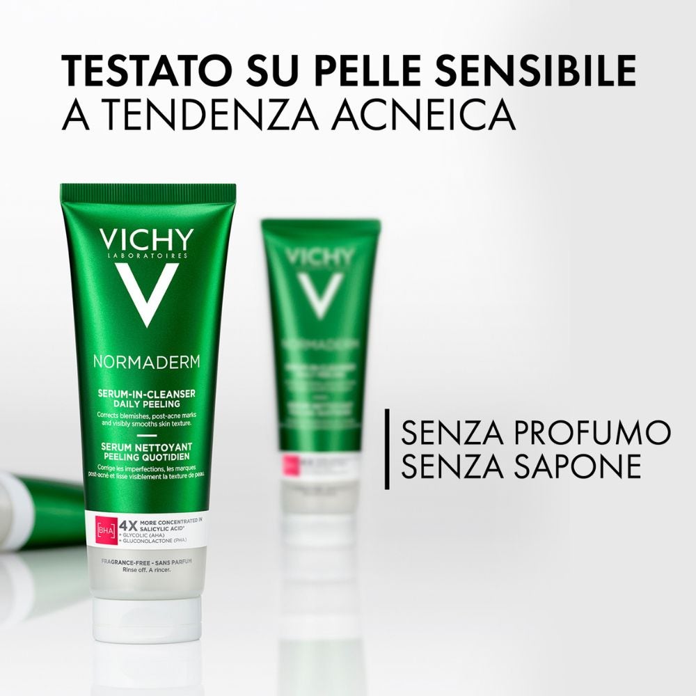 VICHY Normaderm – Gel-ser de curățare cu efect de peeling zilnic 125 ml