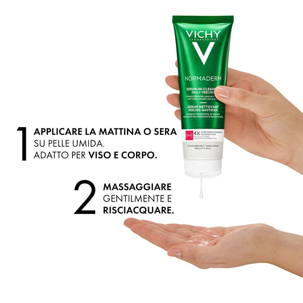 VICHY Normaderm – Gel-ser de curățare cu efect de peeling zilnic 125 ml