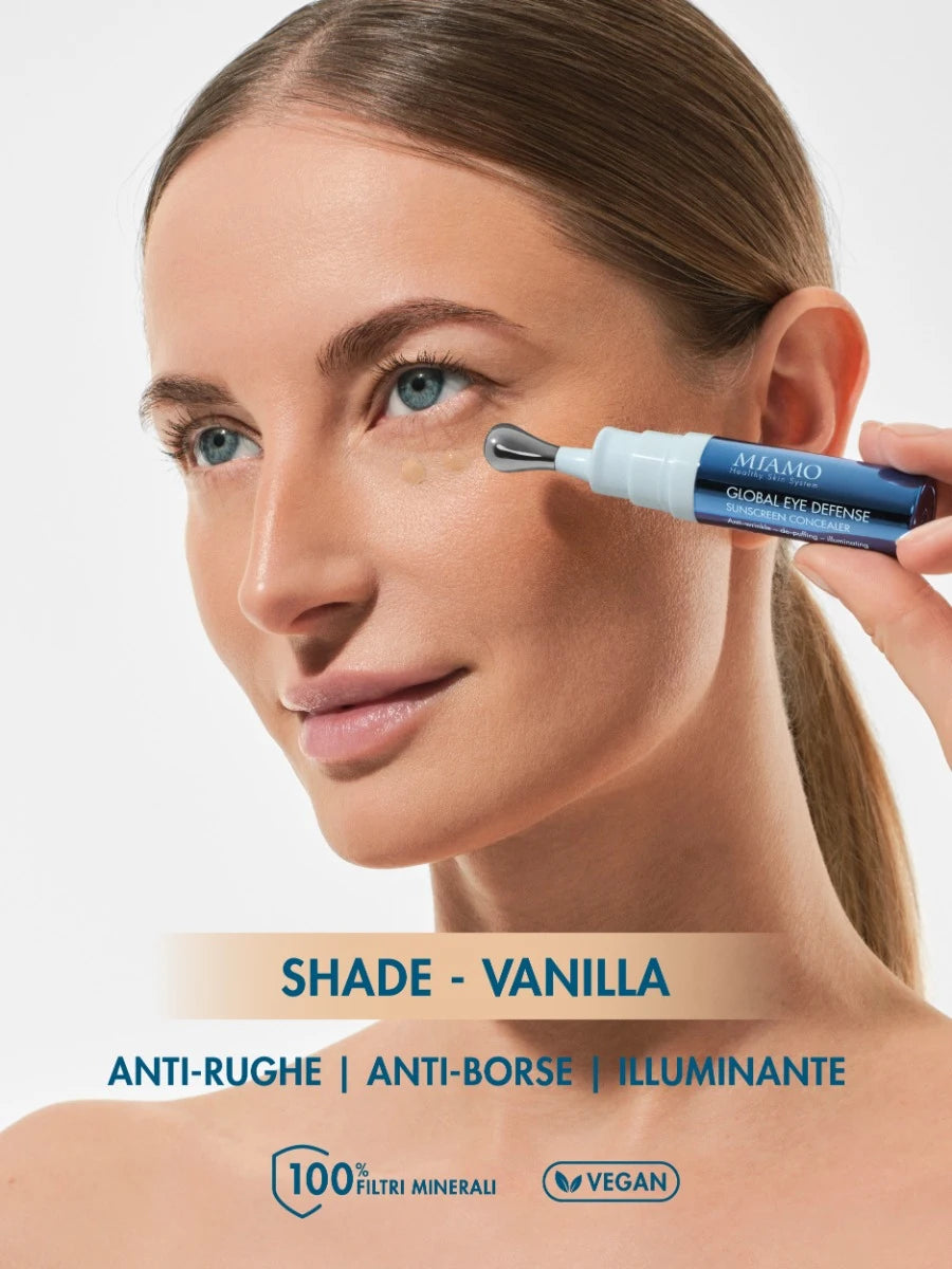 MIAMO Global Eye Defence Sunscreen Concealer SPF 30 Corector iluminator pentru conturul ochilor Anti-rid și Anti-pungi Vanilla 7,5 ml