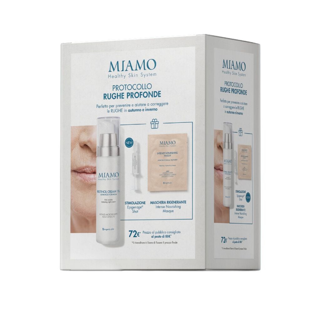 MIAMO protocol Rughe Profonde 1 Epigenage Shot + Retinol Cream 50ml + Intense Nourishing Masque 10ml