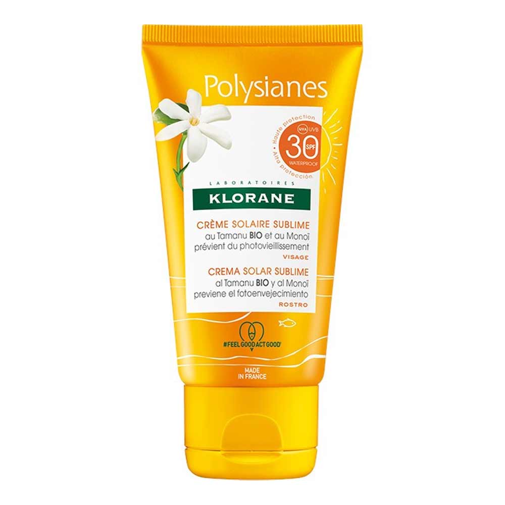 KLORANE Polysianes – Cremă solară iluminatoare pentru față SPF 30, 50 ml