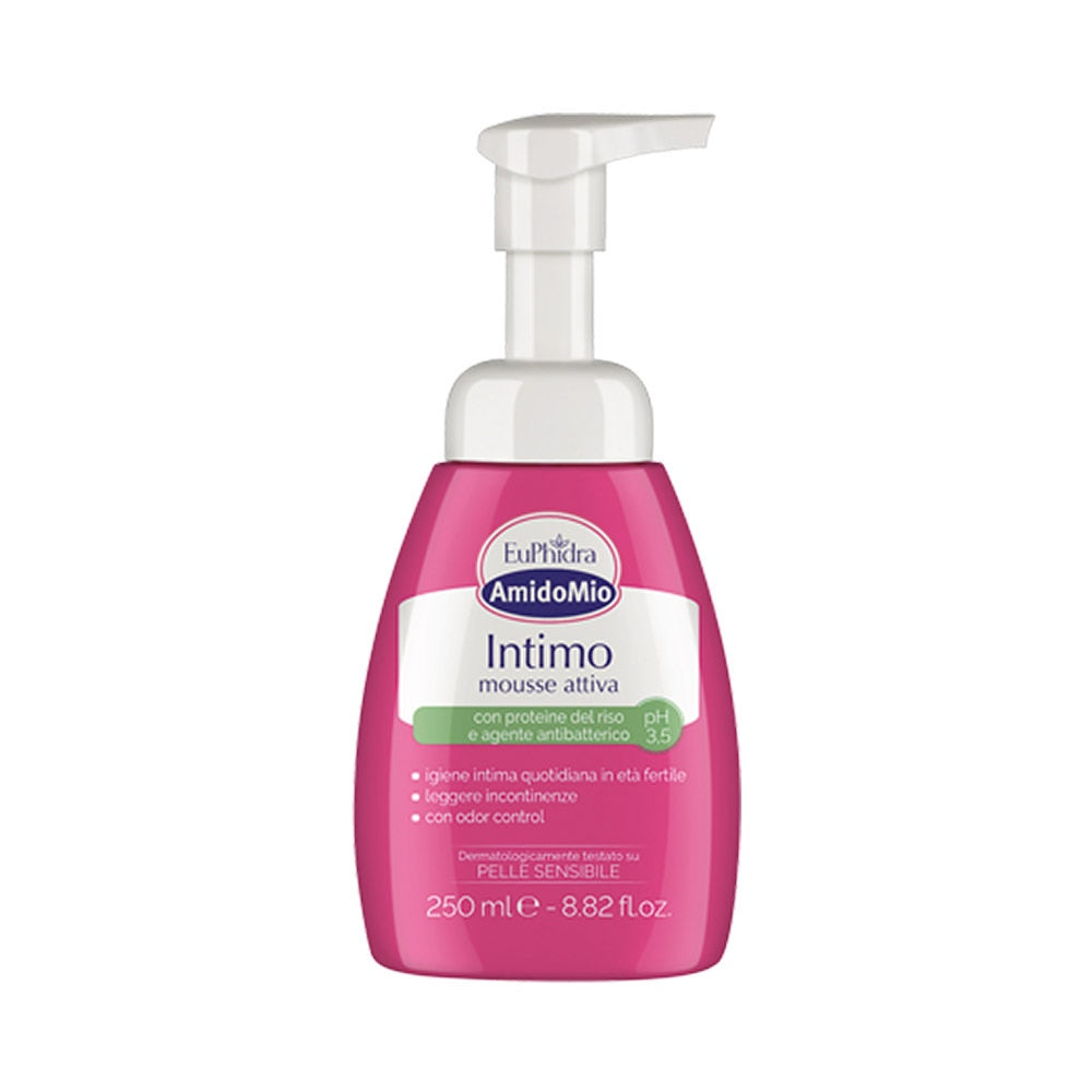 EUPHIDRA AmidoMio Mousse Intimă Activă pH 3.5 cu Agent Antibacterian, 250 ml