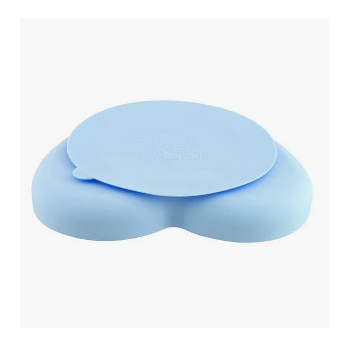 CHICCO – Farfurie din silicon în formă de inimă, cu ventuză, culoare albastră