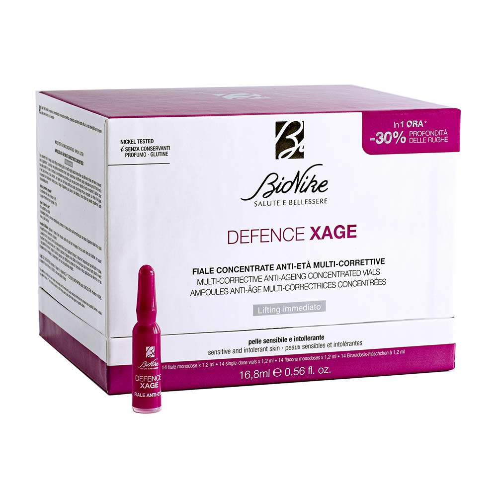 Fiole concentrate multi-corective BIONIKE Defence Xage, anti-imbatranire, 14 fiole x 1.2 ml