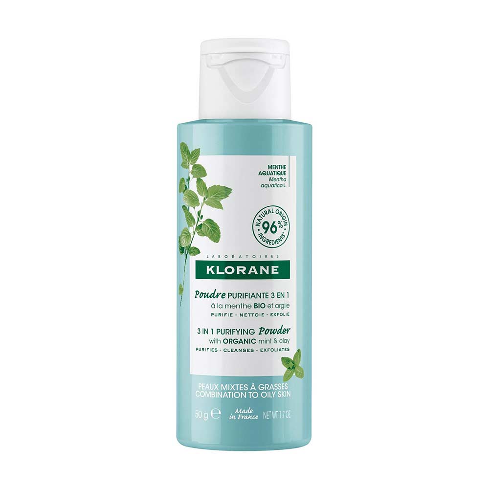 KLORANE Menta Acquatica – Pudră purifiantă 3 în 1 anti-poluare, 50 g
