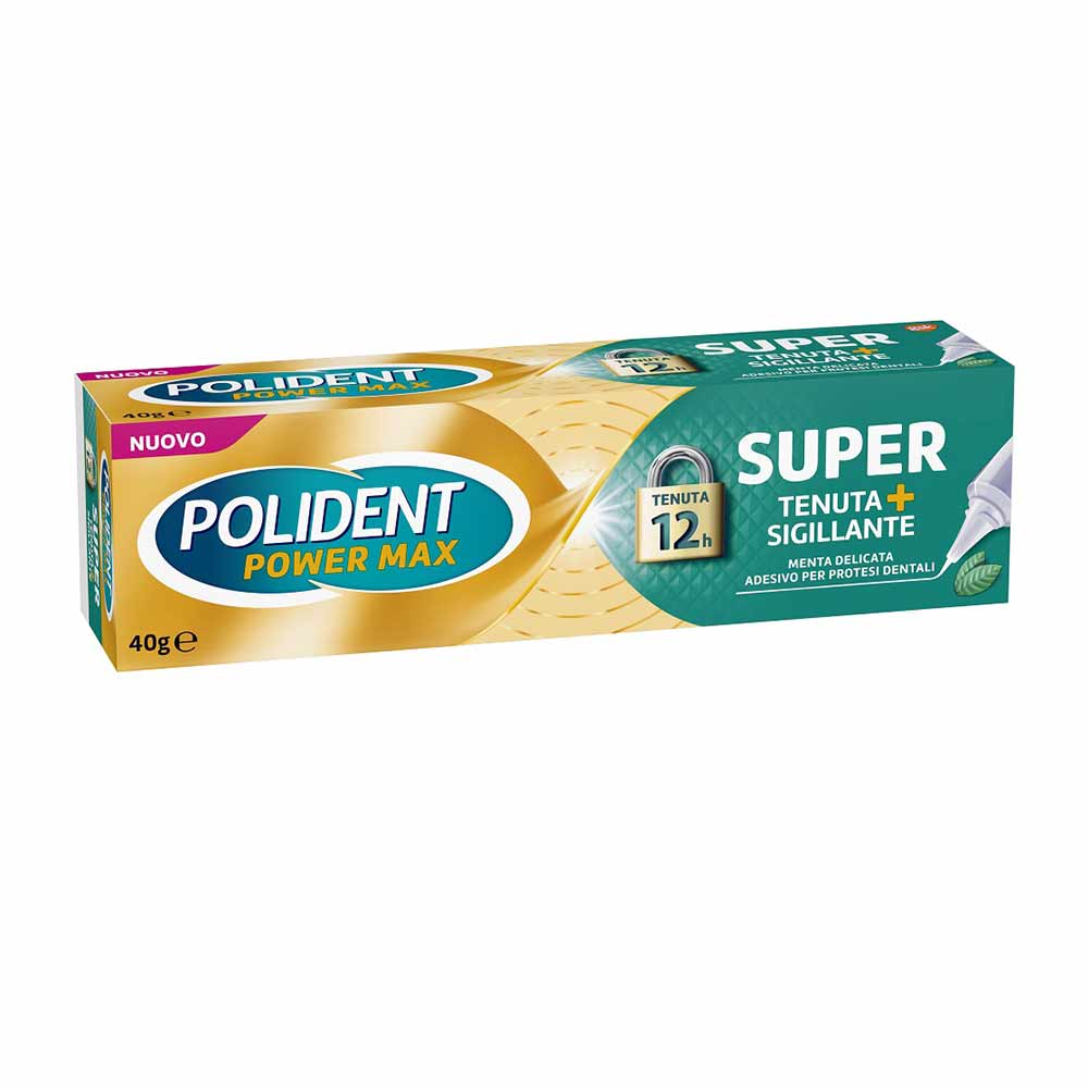 POLIDENT Power Max Fixare Extra + Sigilare Adeziv pentru Proteză Dentară, gust mentă, 40 g