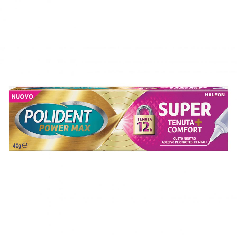 POLIDENT Power Max Fixare Extra + Comfort Adeziv pentru Proteză Dentară, 40 g