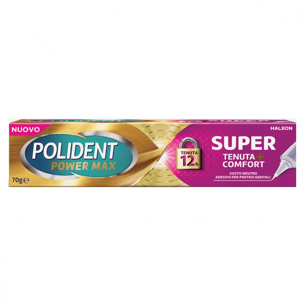 POLIDENT Power Max Fixare Extra + Comfort Adeziv pentru Proteză Dentară, 70 g