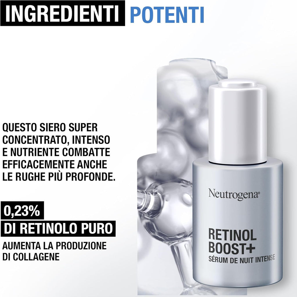 NEUTROGENA Retinol Boost Ser intens de noapte, super-concentrat cu 0,23% retinol pur, pentru riduri profunde, 30ml
