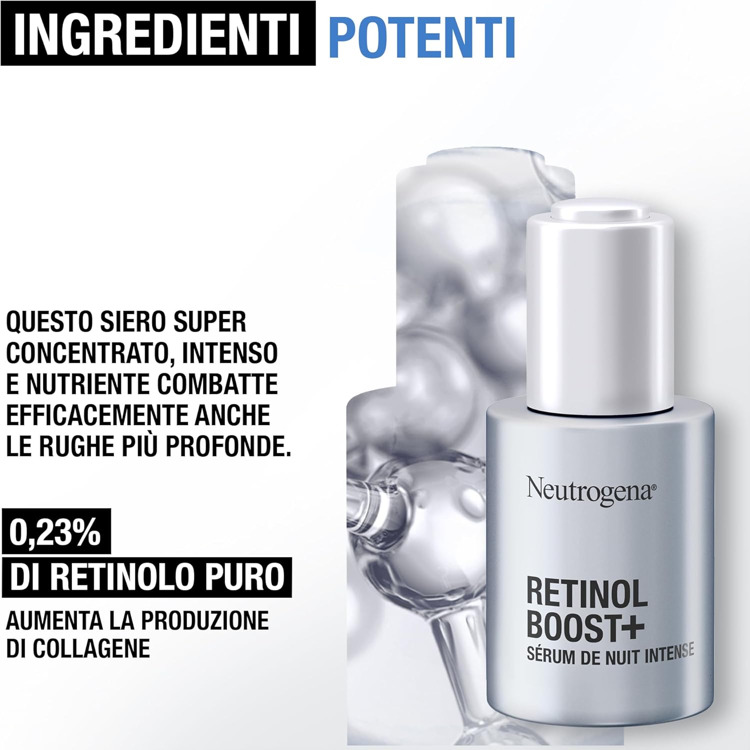 NEUTROGENA Retinol Boost Ser intens de noapte, super-concentrat cu 0,23% retinol pur, pentru riduri profunde, 30ml