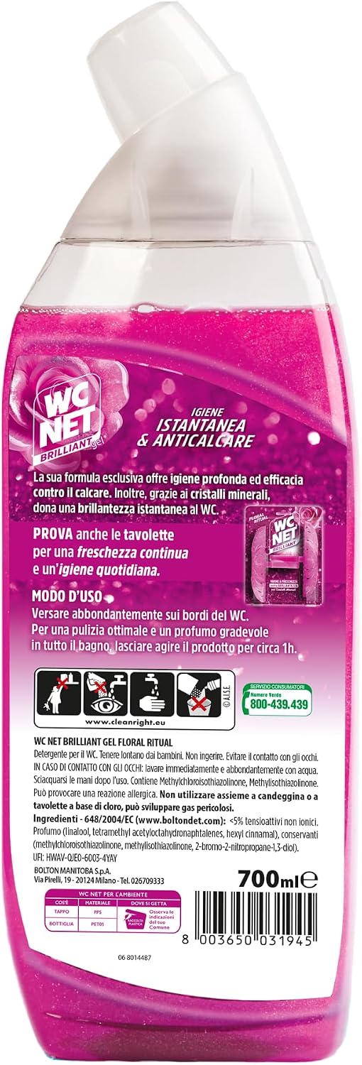 WC NET Brilliant Gel Floral Ritual – gel igienizant și anticalcar pentru WC, 700 ml