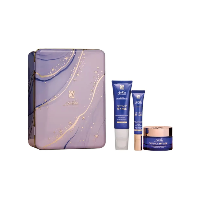 BIONIKE Defence My Age CADOU – Peeling 50 ml + Cremă Zi 50 ml + Ser Contur Ochi și Buze 15 ml