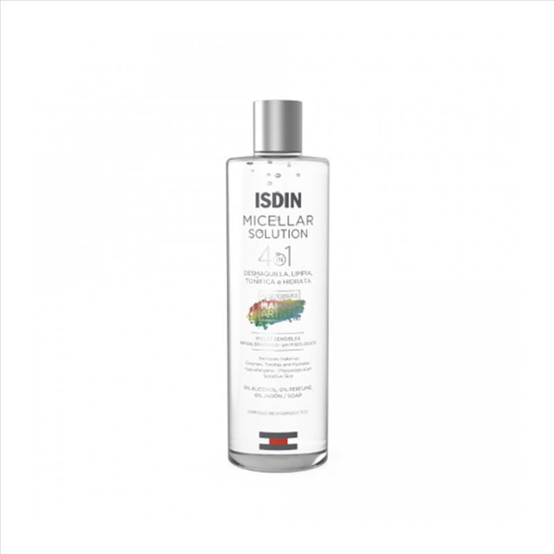 ISDIN Micellar Solution – Soluție micelară 4 în 1 pentru față, ochi și buze, 400 ml