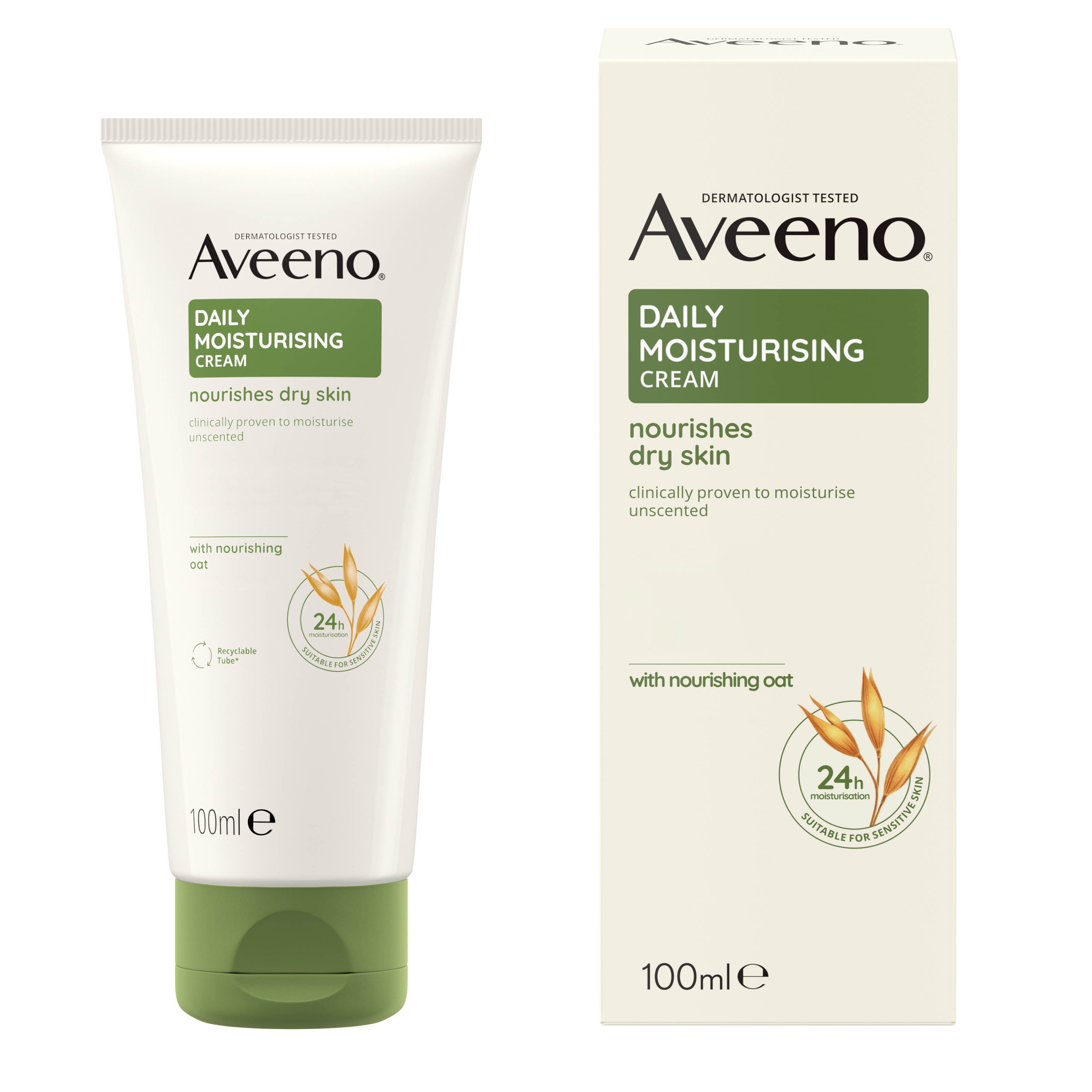 AVEENO Daily Moisturising – Cremă hidratantă pentru corp, piele normală până la uscată, 100 ml