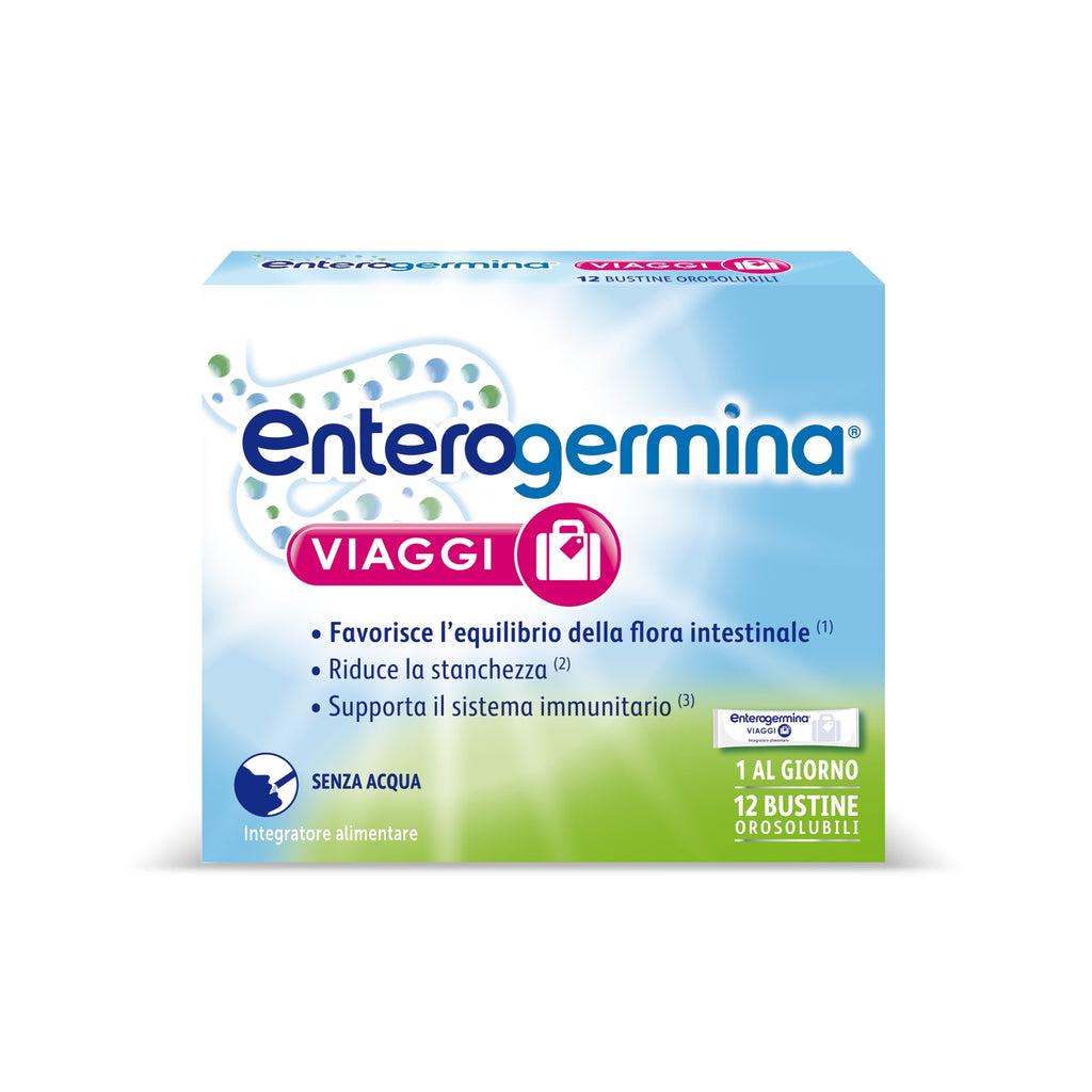 ENTEROGERMINA Viaggi Supliment alimentar cu S. boulardii și vitamine, 12 plicuri
