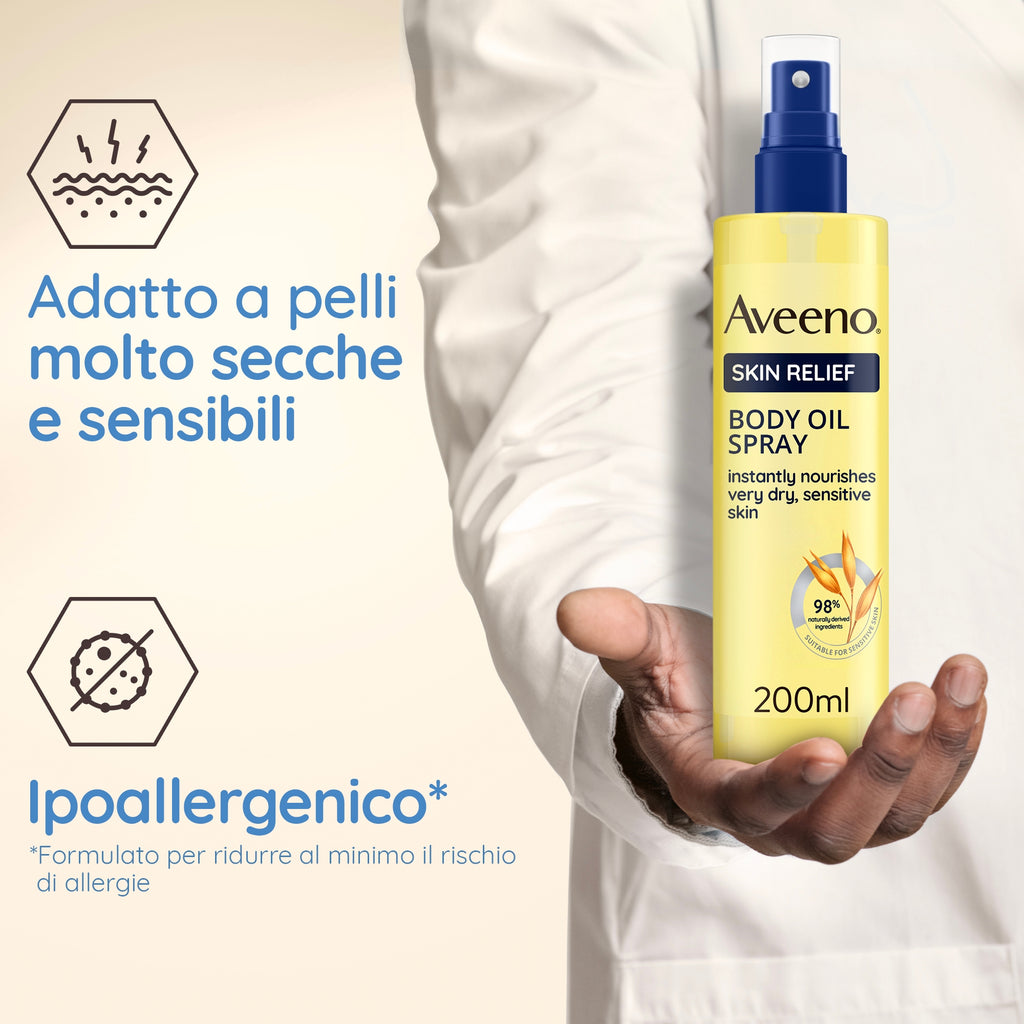 AVEENO Skin Relief - Ulei spray pentru corp, piele foarte uscată și sensibilă, 200 ml