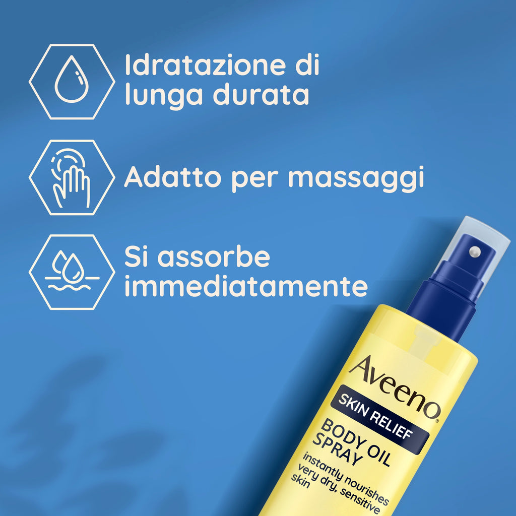 AVEENO Skin Relief - Ulei spray pentru corp, piele foarte uscată și sensibilă, 200 ml