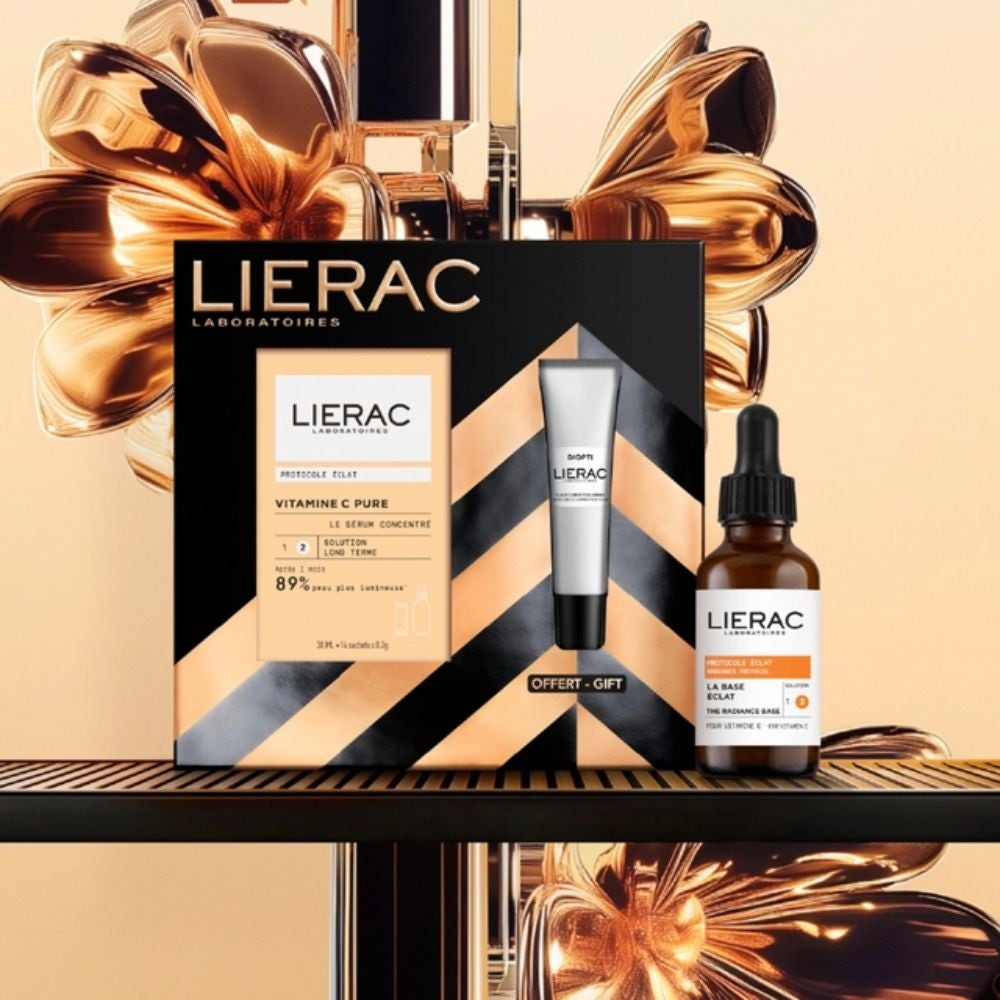 LIERAC set protocol pentru luminozitate Ser Concentrato Vitamina C 30 ml + Diopti conturul ochilor Correzione cearcăne 15 ml