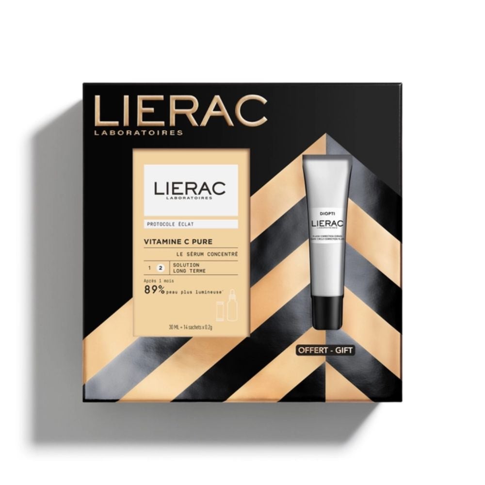 LIERAC set protocol pentru luminozitate Ser Concentrato Vitamina C 30 ml + Diopti conturul ochilor Correzione cearcăne 15 ml