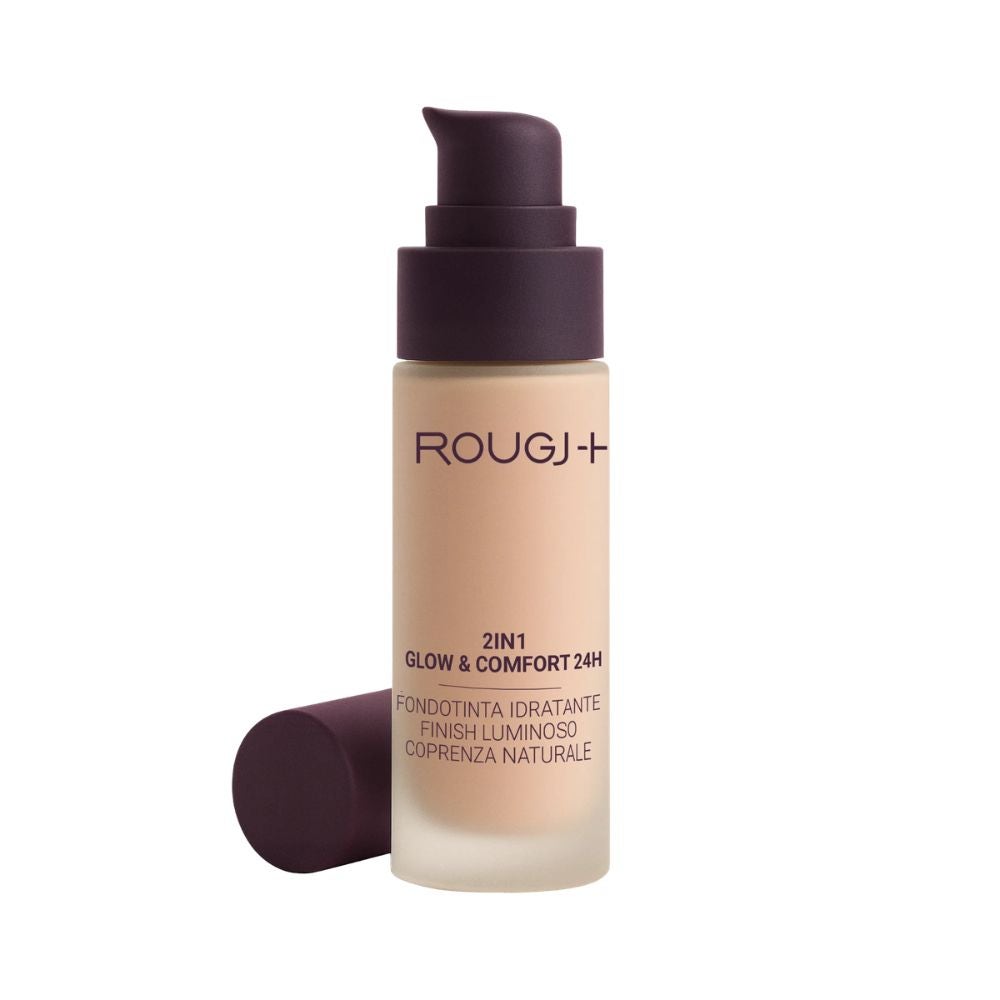 ROUGJ 2 în 1 Glow & Comfort 24H Fond de ten hidratant iluminator, nuanța 01, 30 ml