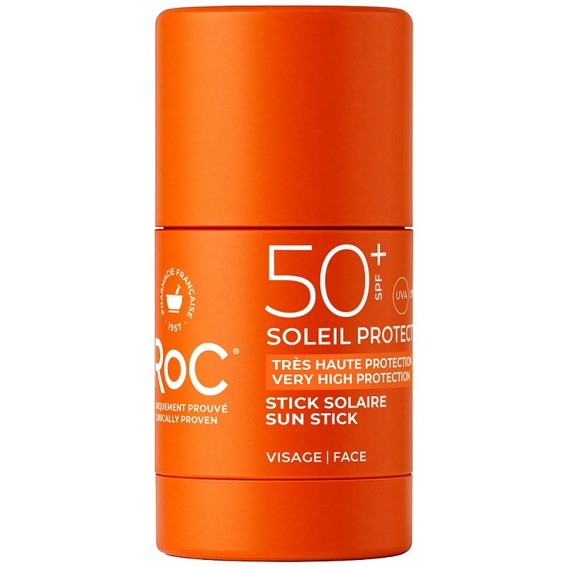 ROC Soleil Protect Stick hidratant SPF 50+ - stick solar pentru protecția feței și buzelor, 15 g
