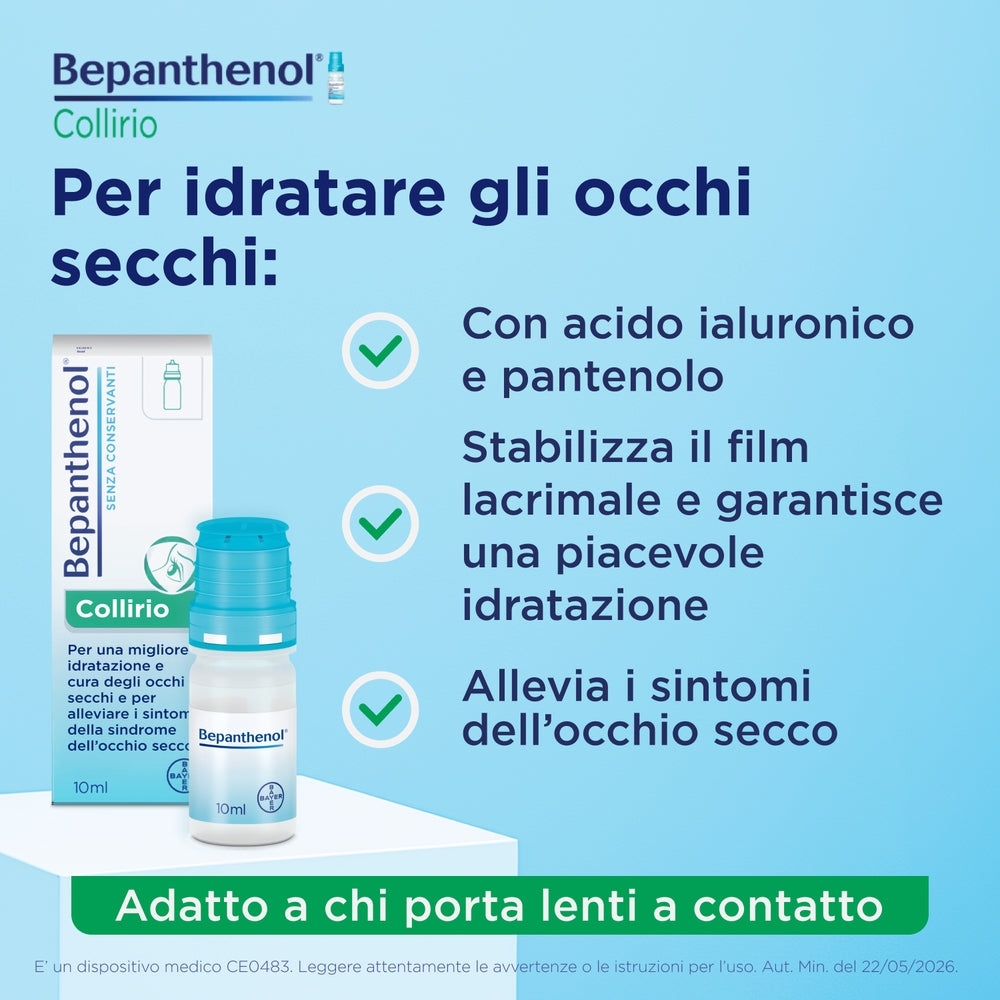 BEPANTHENOL Picături oftalmice lubrifiante fără conservanți pentru ochi uscați, 10 ml