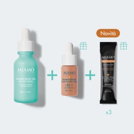 MIAMO protocol AntiOx Repair & Protect Vitamin Blend 15% Recovery Serum 30ml + Pigment Defense Sunscreen Drops SPF50+ 10ml + Skin Defense supliment 3 plicuri