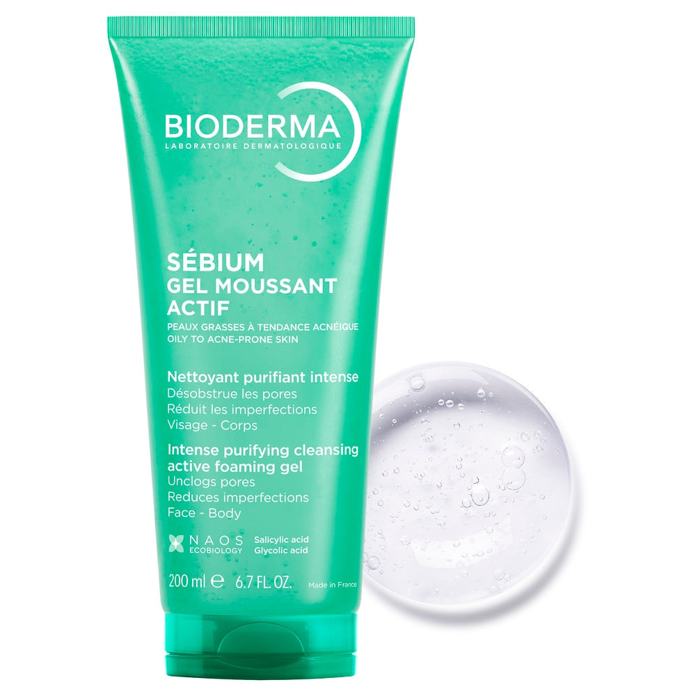 BIODERMA Sébium Gel Moussant Actif – Gel de curățare anti-imperfecțiuni, 200 ml