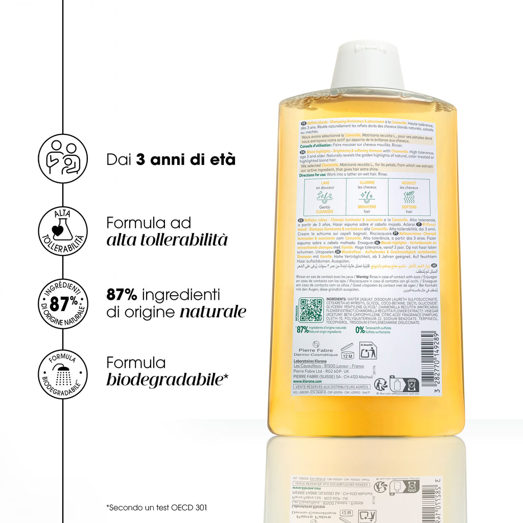 KLORANE Șampon cu mușețel pentru păr blond, 400 ml