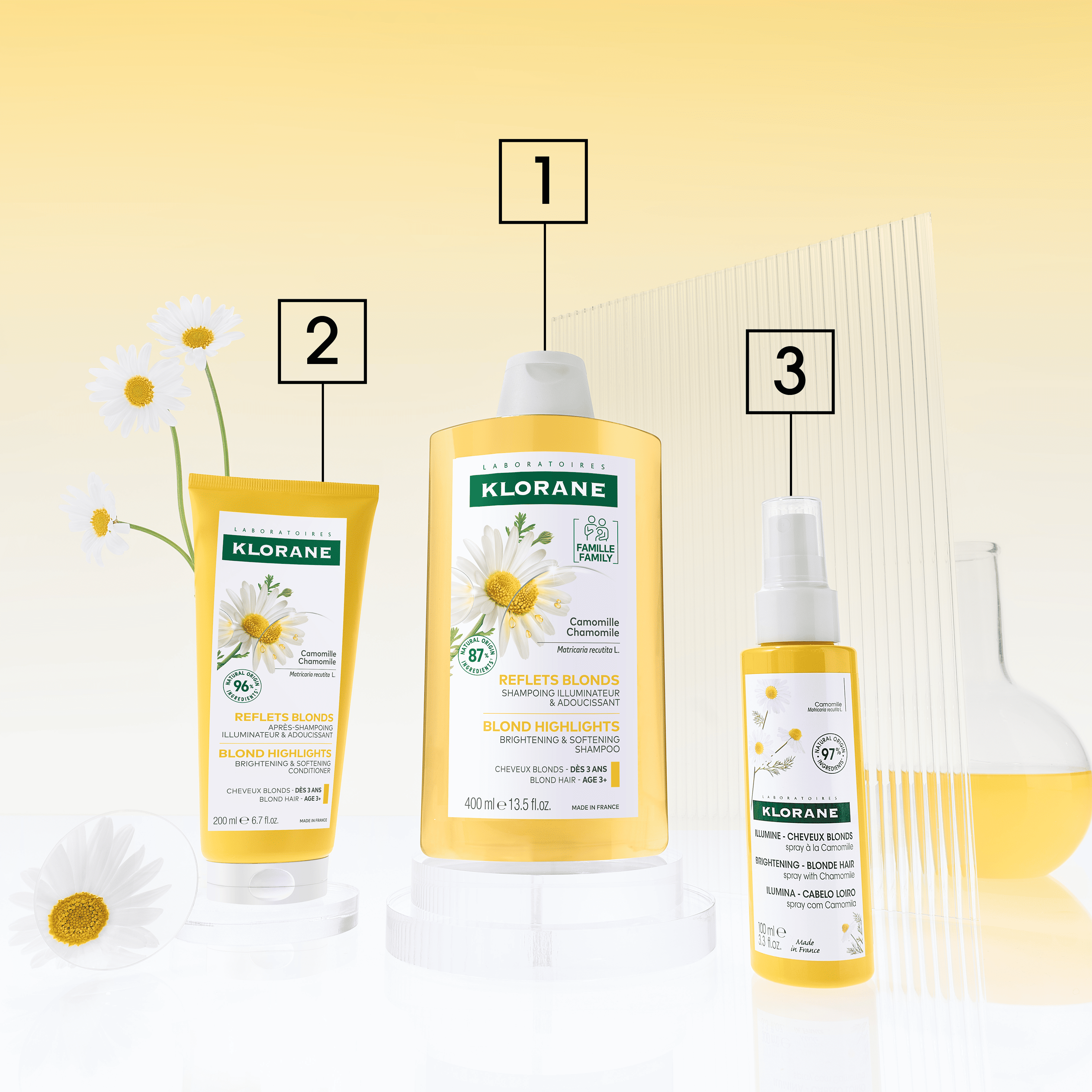 KLORANE Șampon cu mușețel pentru păr blond, 400 ml