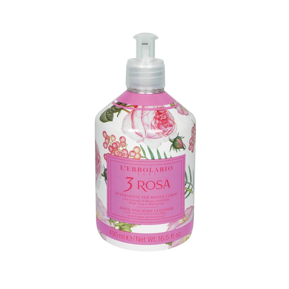 L'ERBOLARIO 3 Rosa – Gel parfumat pentru mâini și corp, 490 ml