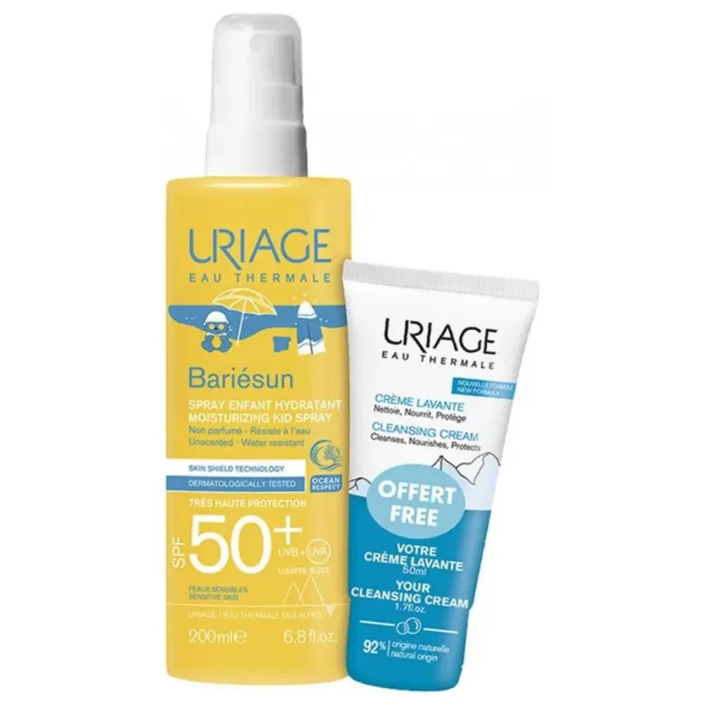 Uriage Bariésun – Duo Copii Spray Solar SPF50+ față și corp 200 ml + Cremă de Curățare 50 ml