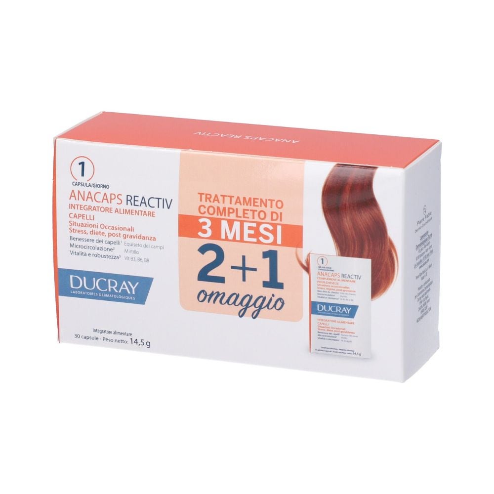 DUCRAY Anacaps Reactiv Trio – Supliment pentru căderea ocazională a părului, 3 × 30 capsule