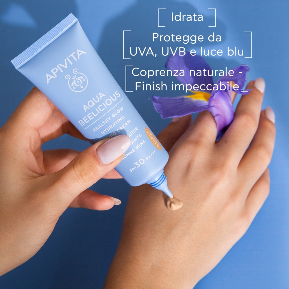 APIVITA Aqua Beelicious - Cremă hidratantă nuanțatoare Healthy Glow SPF30, 40ml