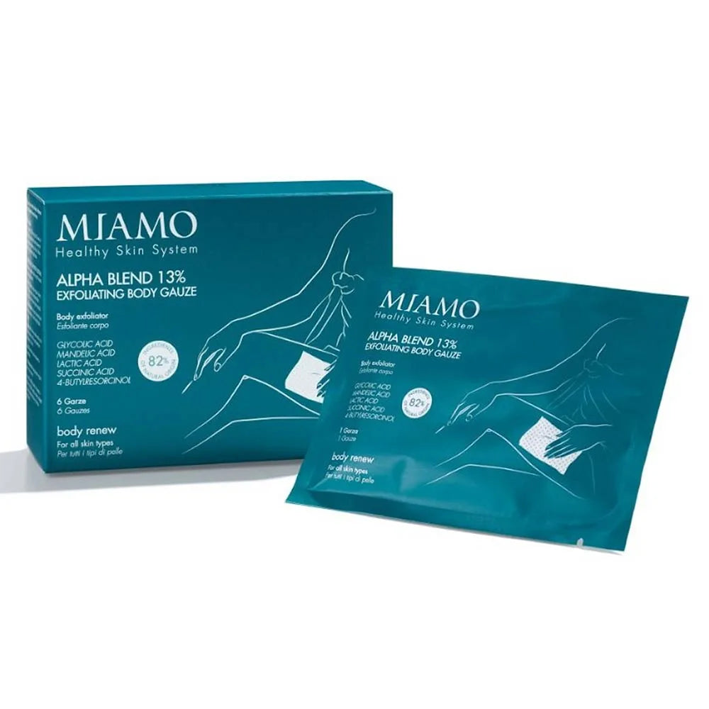 MIAMO Body Renew - Alpha Blend 13% Exfoliating Body Gauze dischete exfoliante pentru corp, 6 bucăți