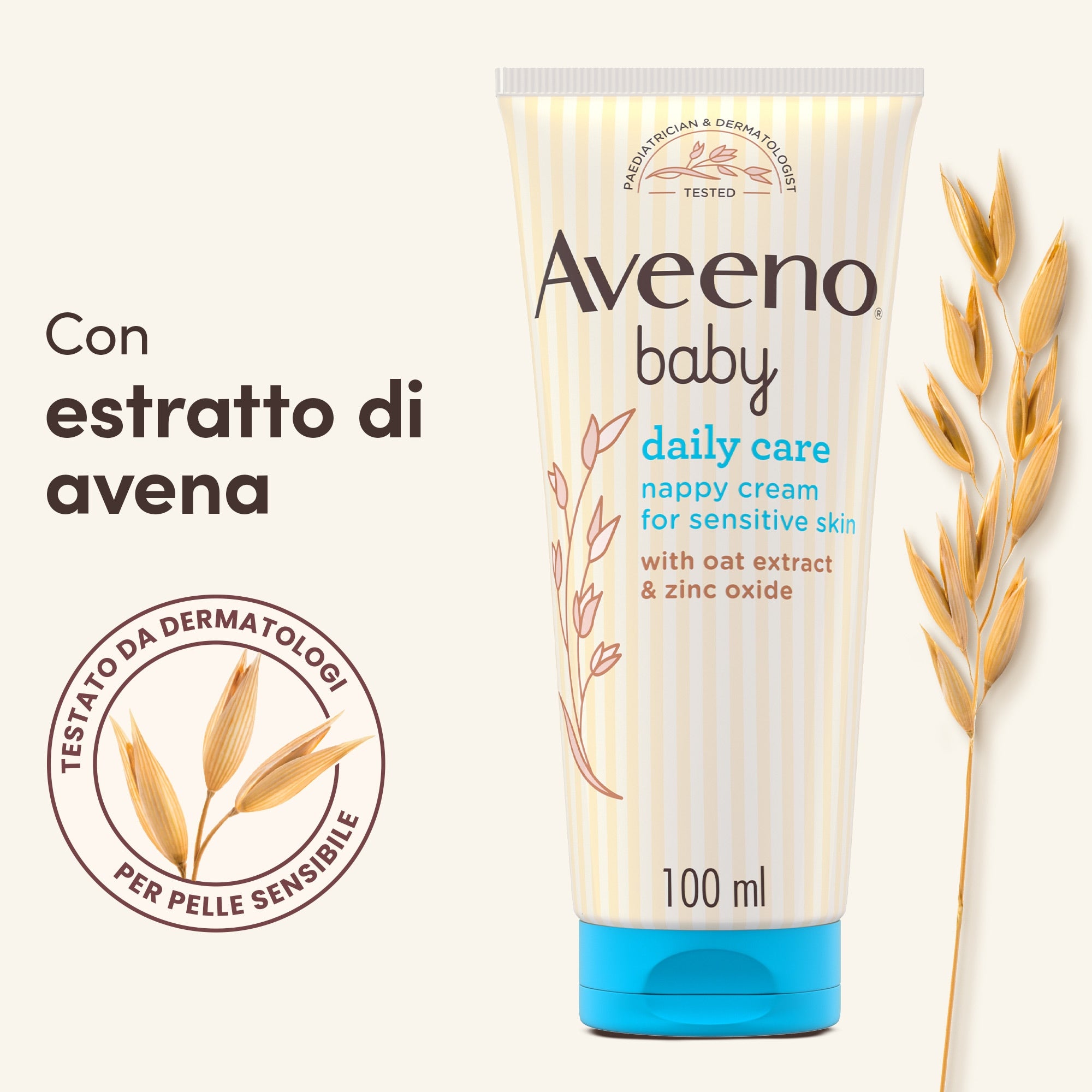 AVEENO Baby Daily Care - Cremă pentru zona scutecului cu oxid de zinc și ovăz, 100 ml